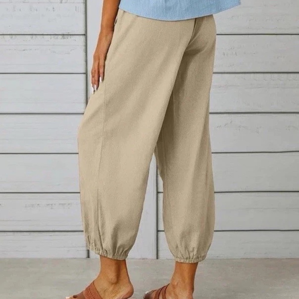 Beige Casual Drawstring Pants - image 4